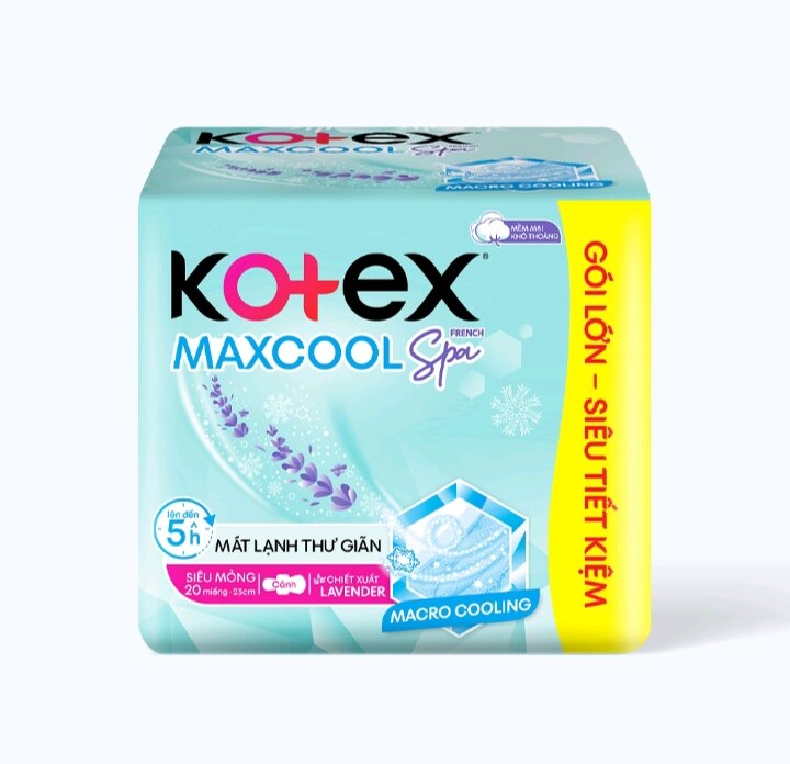 Băng vệ sinh Kotex Maxcool siêu mỏng cánh 20 miếng 23cm