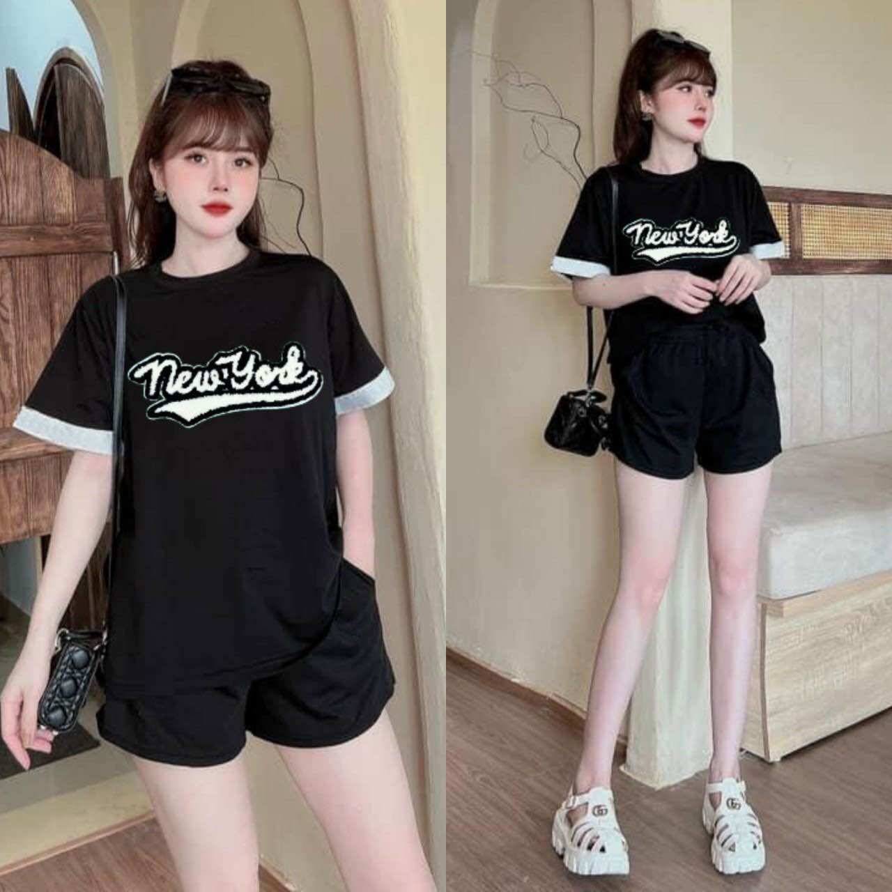BỘ SHORT THÊU LÔ GÔ Q CHÂU CAO CẤP