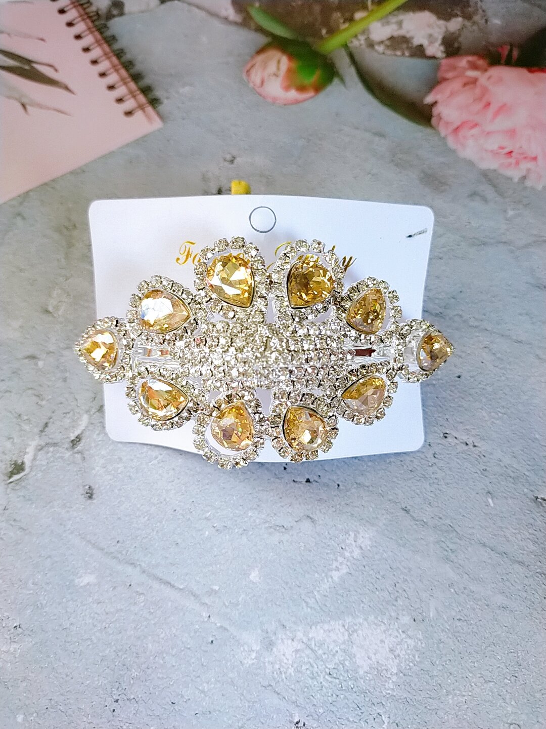 Kẹp đá trắng đính đá cao cấp sáng lấp lánh ( kẹp lớn 10cm)