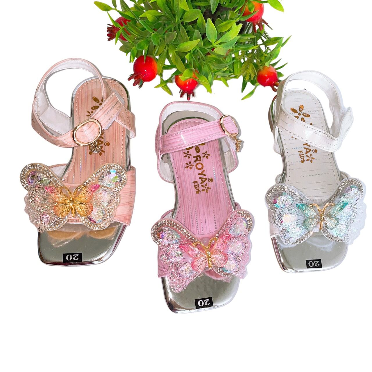 Dép sandal đế caosu lơ kim tuyến óng ánh cho bé gái
