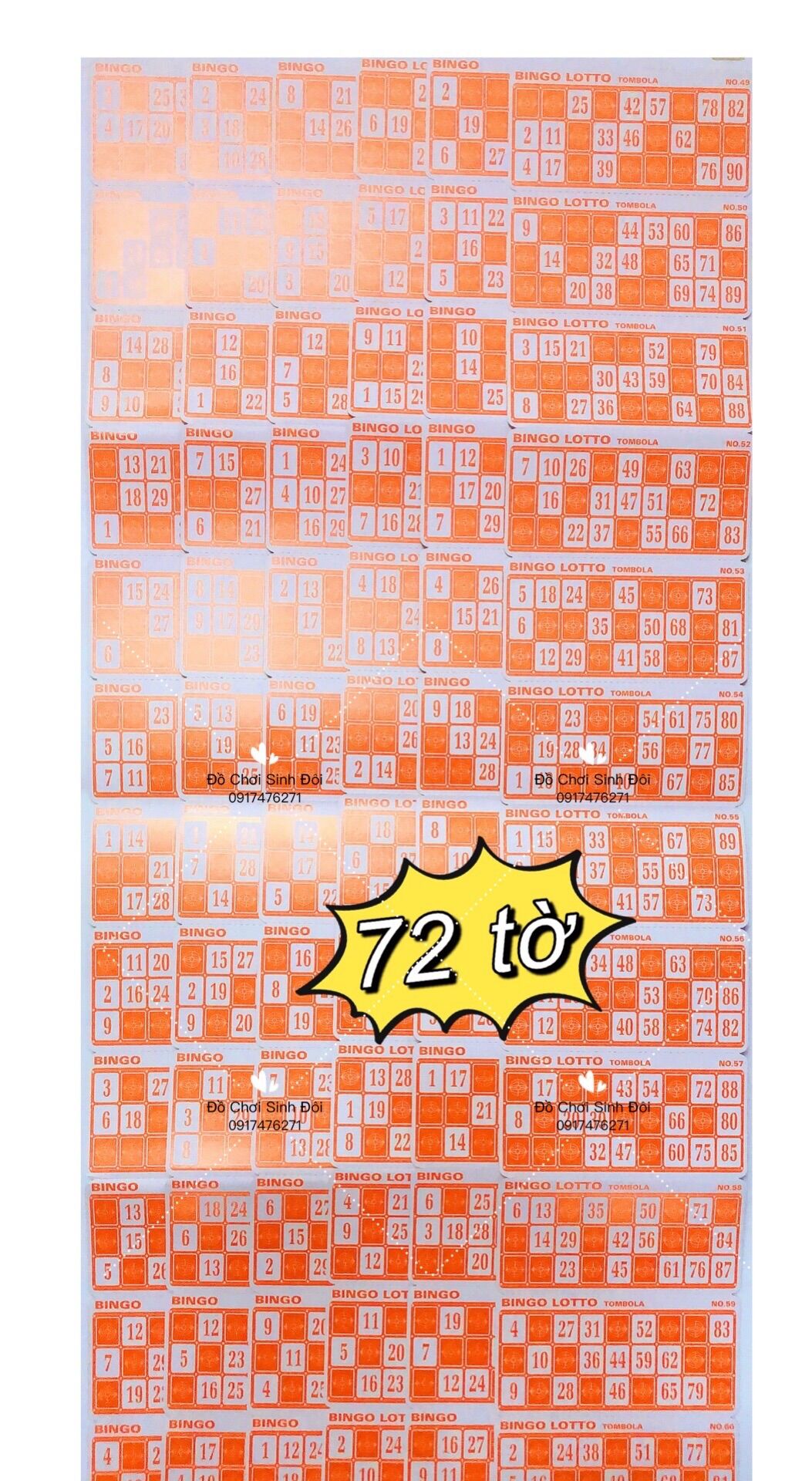 Phụ kiện lô tô quay - giấy dò 72 lá