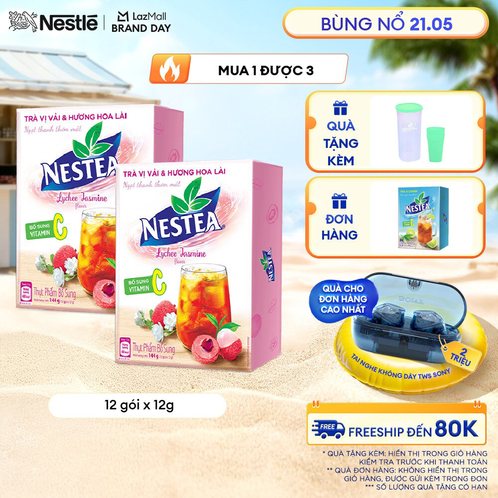 [ƯU ĐÃI THÁNG 5] Combo 2 Hộp Trà NESTEA vị Vải  Hương Hoa Lài (1 gói x 1g)