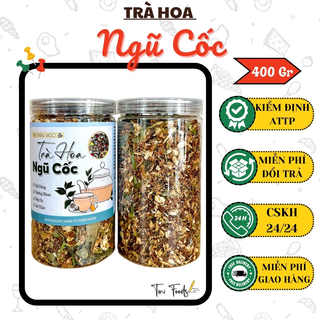 Trà Dưỡng Tâm Trà Thảo Mộc (Gạo Lứt Đông Trùng Hạ Thảo / Trà Hoa Ngũ Cốc / Trà Gạo Lứt Cân Tây / Trà Tâm Sen) - Hũ 400g