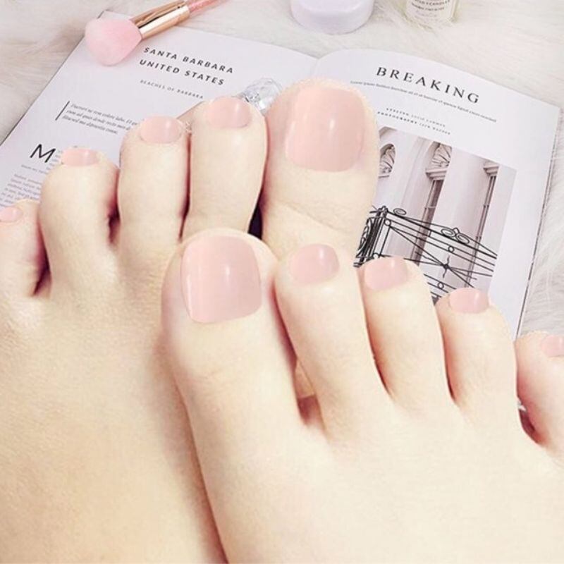 Bộ 24 móng chân giả trơn nhiều màu SLL