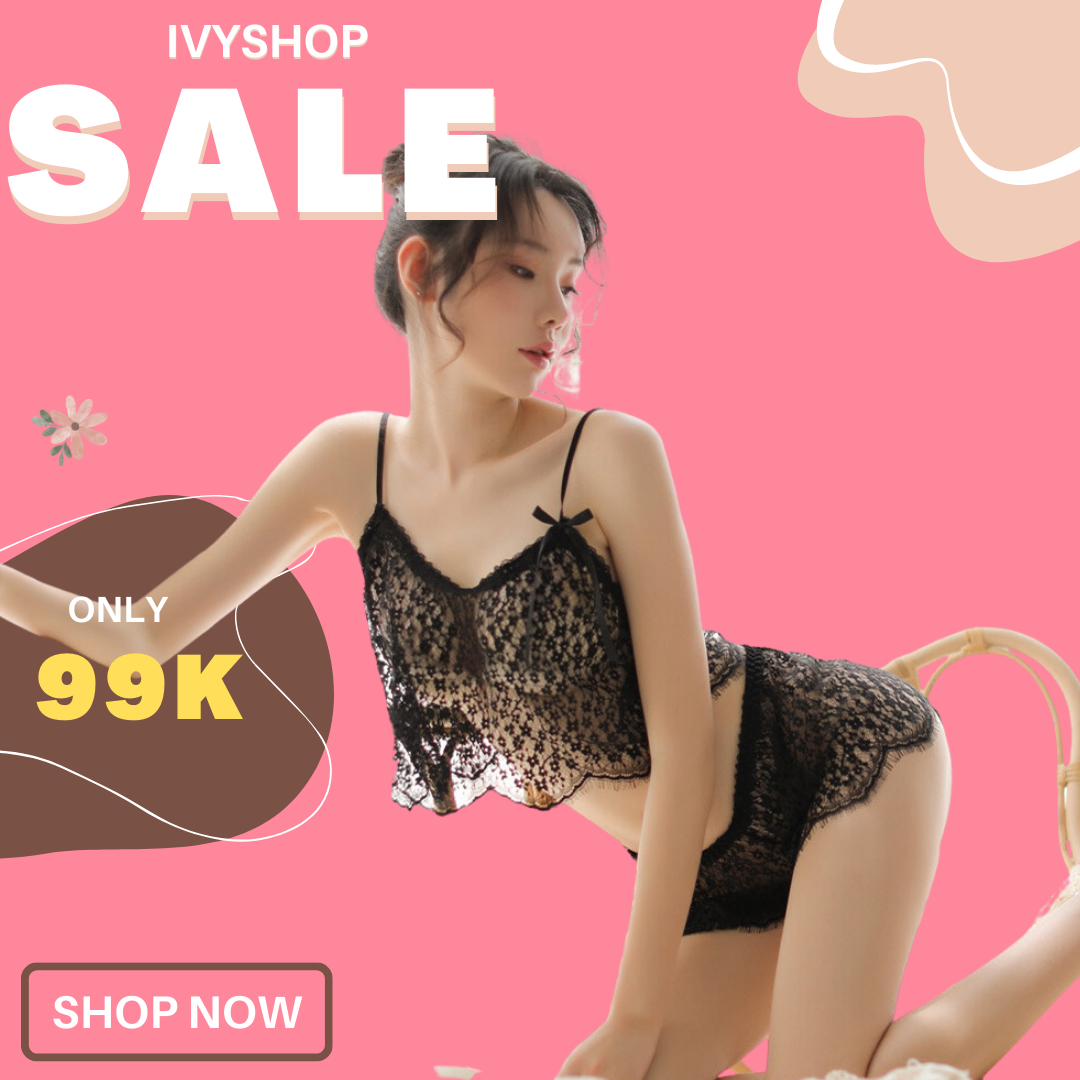 Bộ đồ ngủ nữ gợi cảm chất liệu ren xuyên thấu - áo 2 dây + quần ren - mã: Bnr003