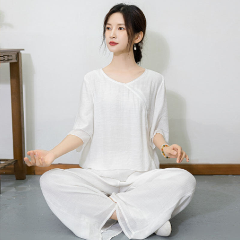Bộ Đồ Thiền Nữ Phong Cách Trung Hoa Cổ Điển Cotton Mùa Hè 2023 Thiết Kế Giản Dị Cho Phụ Nữ Từ 18-25 Tuổi