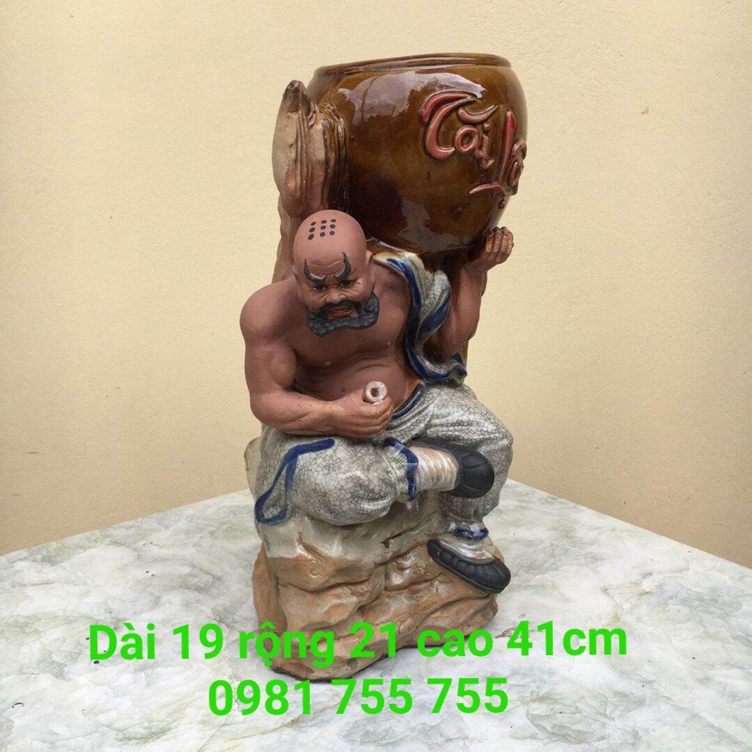 Chậu tượng cao 41cm Lỗ trí thâm nâng vò men Rạn gốm Bát tràng Hàng Loại 1