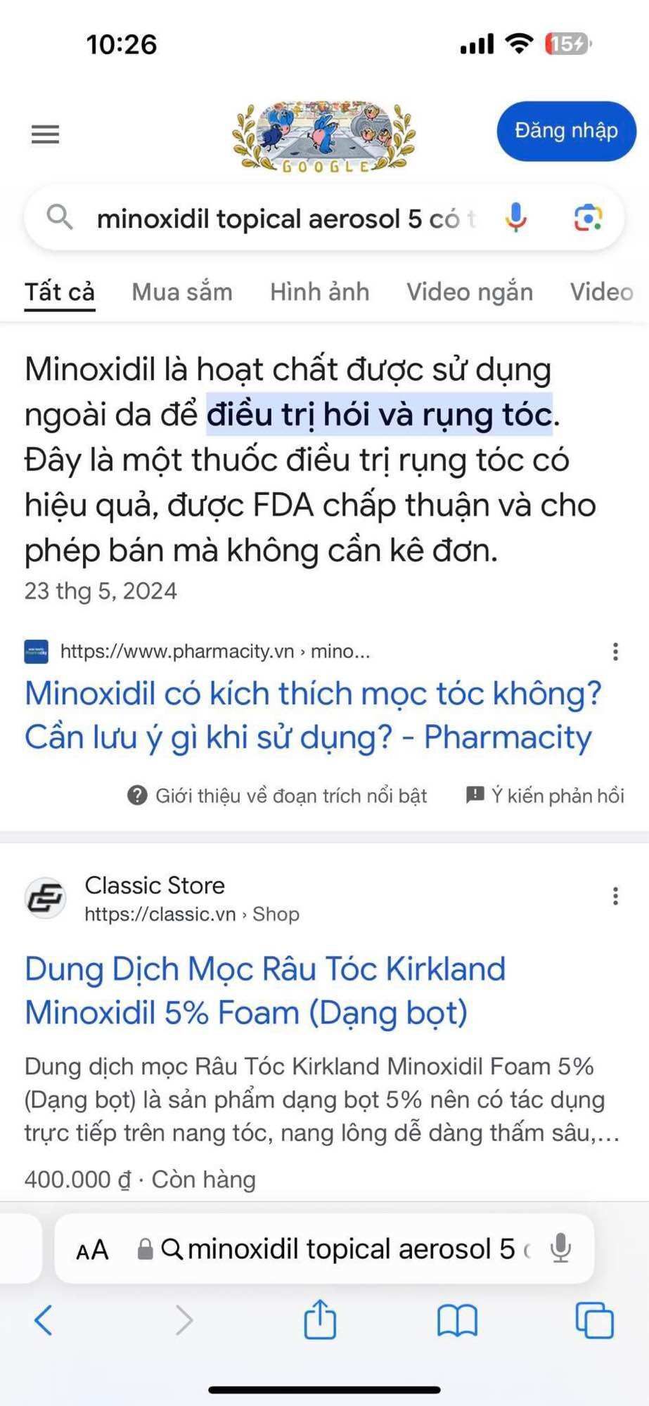[BILL MỸ]1 chai bọt xịt mo.c toc/ chuyên cho nữ Minoxidil