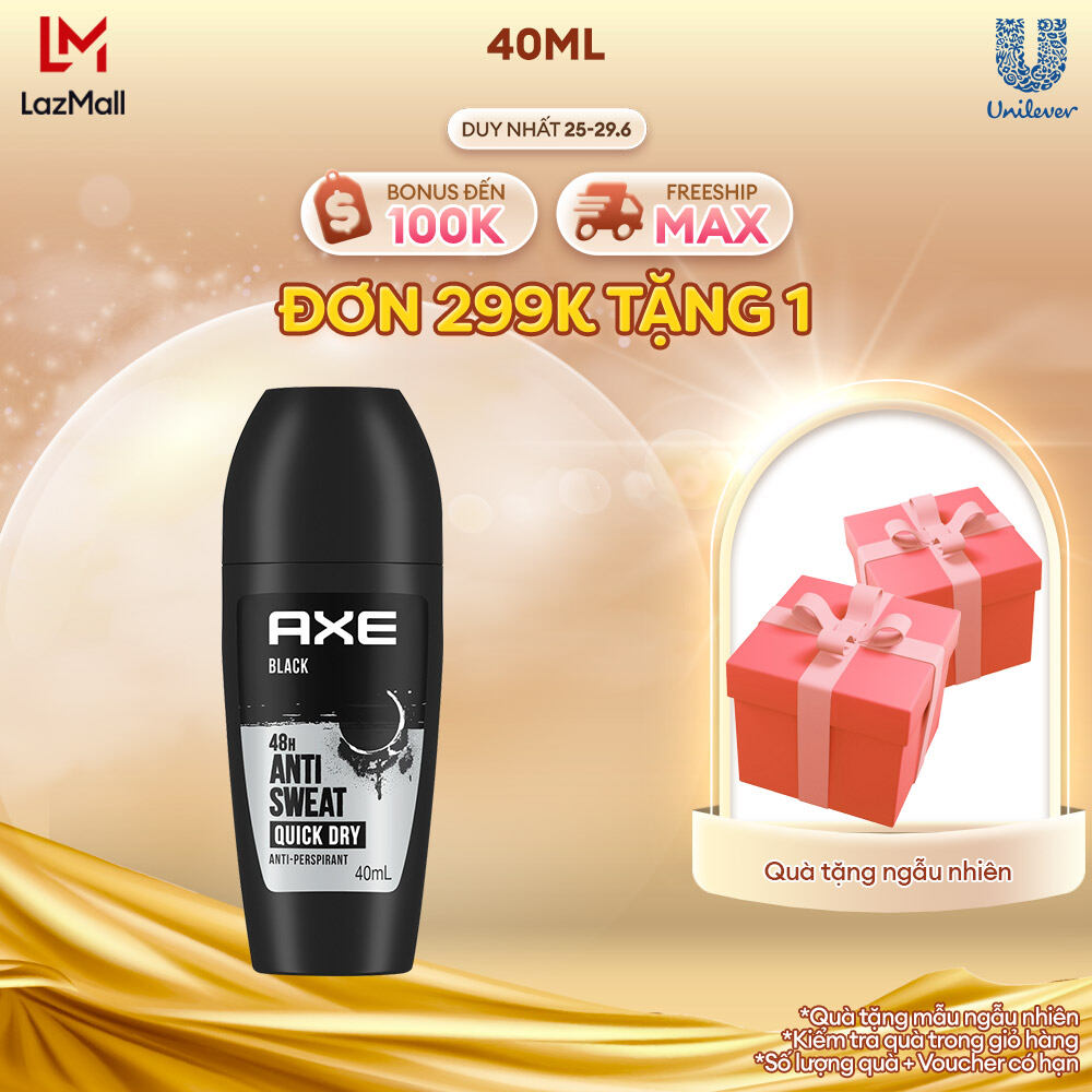 Lăn khử mùi Axe hương nước hoa Black 40ml hương phóng khoáng lịch lãm ngăn mùi 48 giờ