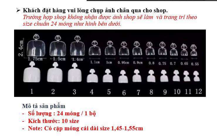 A4 bộ 24 móng chân giả