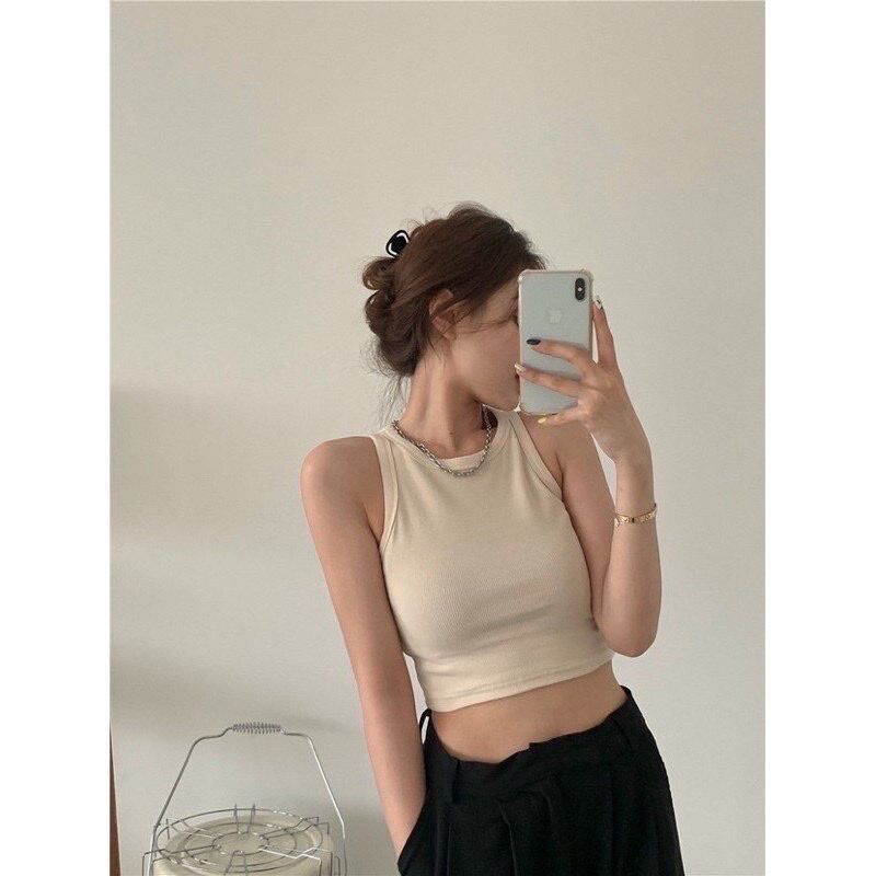 ÁO THUN BA LỖ NỮ - ÁO CROPTOP THUN GÂN SÁT NÁCH