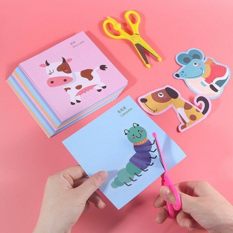 Bộ giấy tập cắt thủ công cho bé [có kéo]