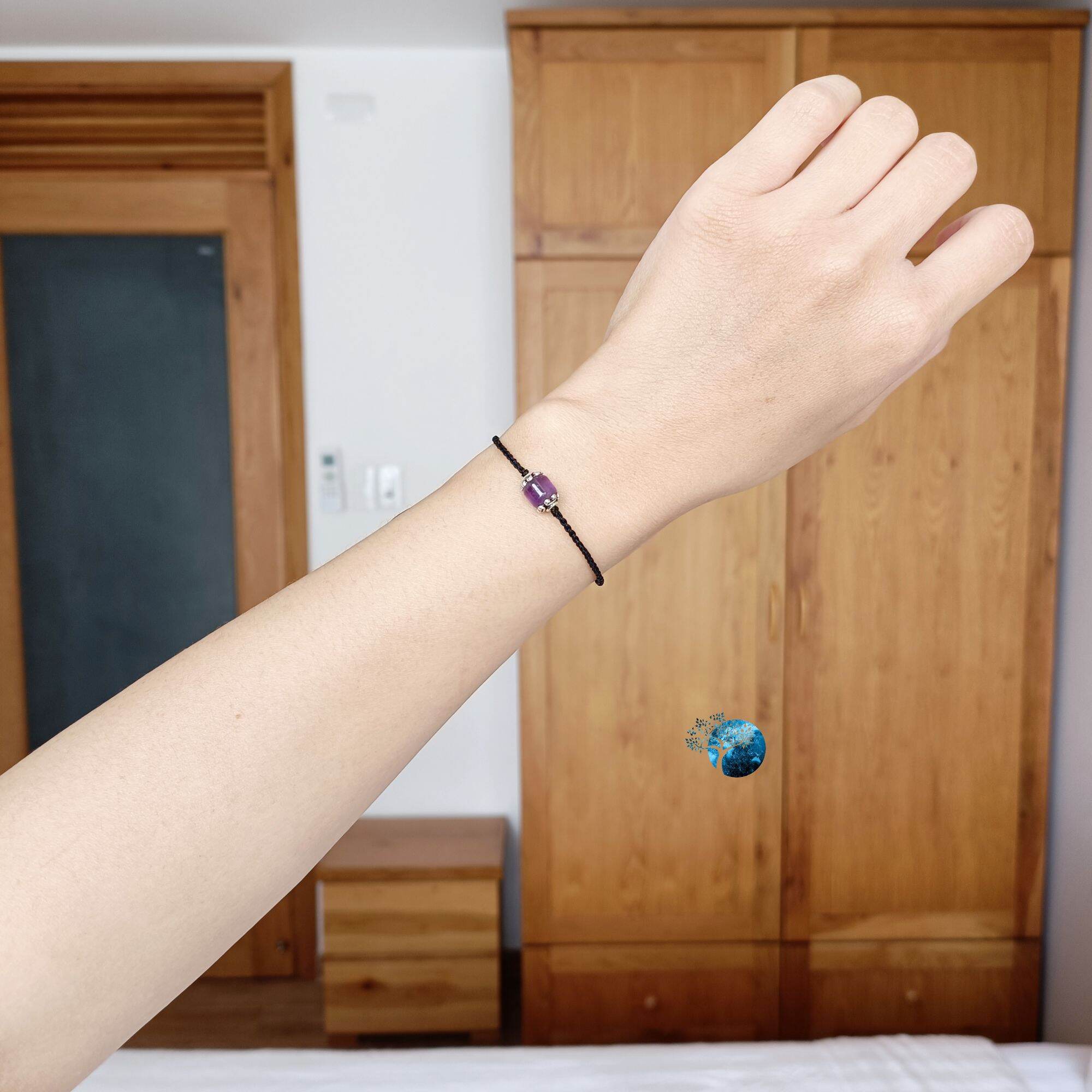 Vòng tay tết dây đá thạch anh tím