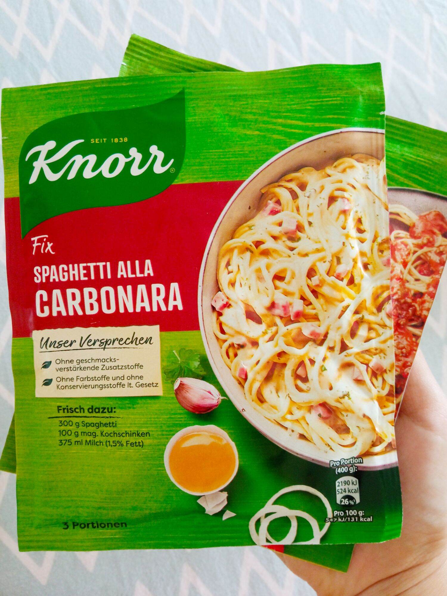 Hàng Đức] Gia vị sốt mì Ý Spaghetti alla Carbonara Knorr Fix 36g 