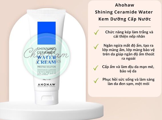 Kem Ceramide Cấp Nước Ahohaw Shining Water Cream Căng Bóng Làn Da