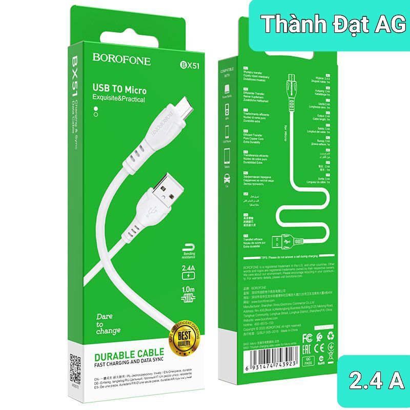 Cáp sạc Borofone Bx51 micro dành cho android