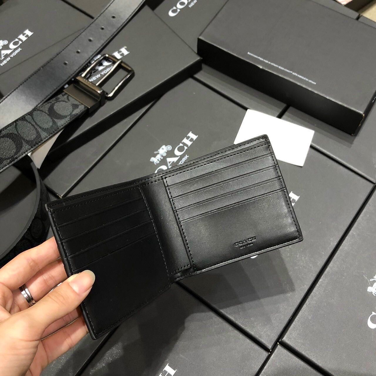 Set thắt lưng kèm ví Coach xuất xịn