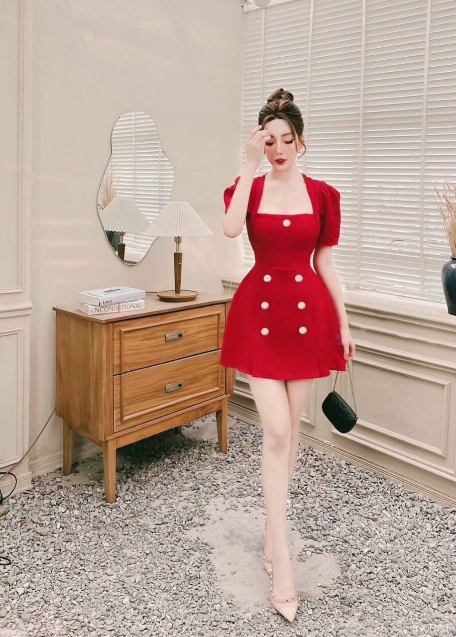 Đầm dạo phố tiểu thư chất bố siêu min đáng yêu cho nữ
