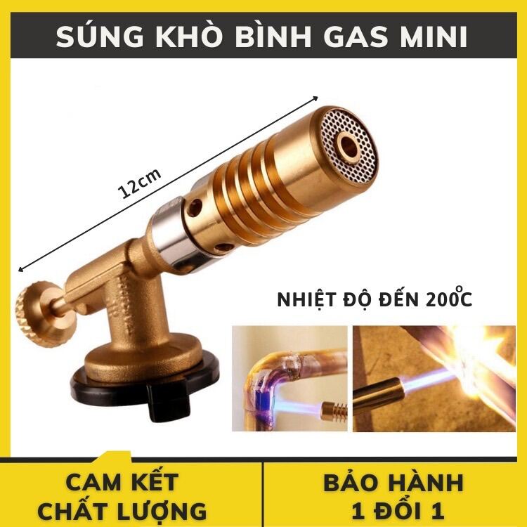 Đèn khò gas, đầu khò gas mini 1300 độ mạ đồng cao cấp độ bền cao, khò lửa mini