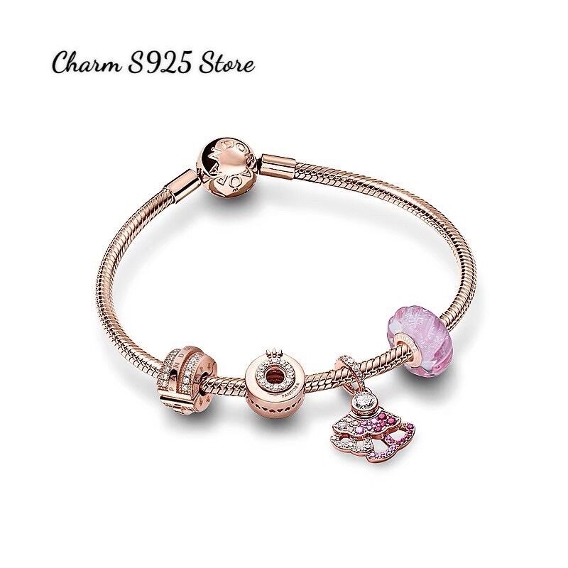 COMBO 4 HẠT CHARM PAN ALE VÀNG HỒNG GALAXY BẠC S925