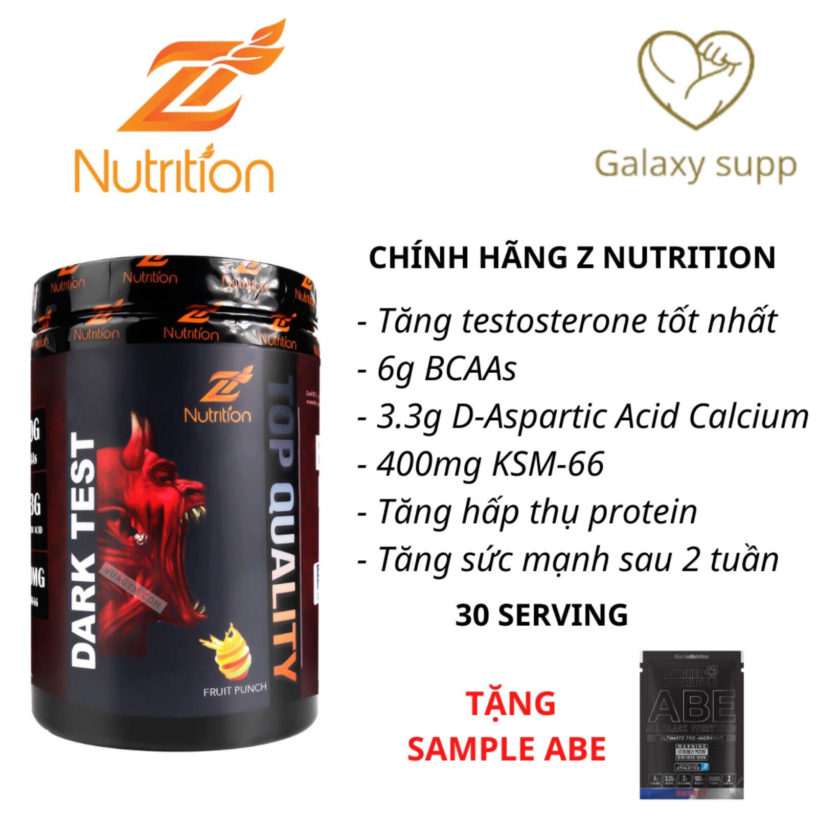 Z nutrition dark test tăng testosterone tăng sức mạnh 30 serving
