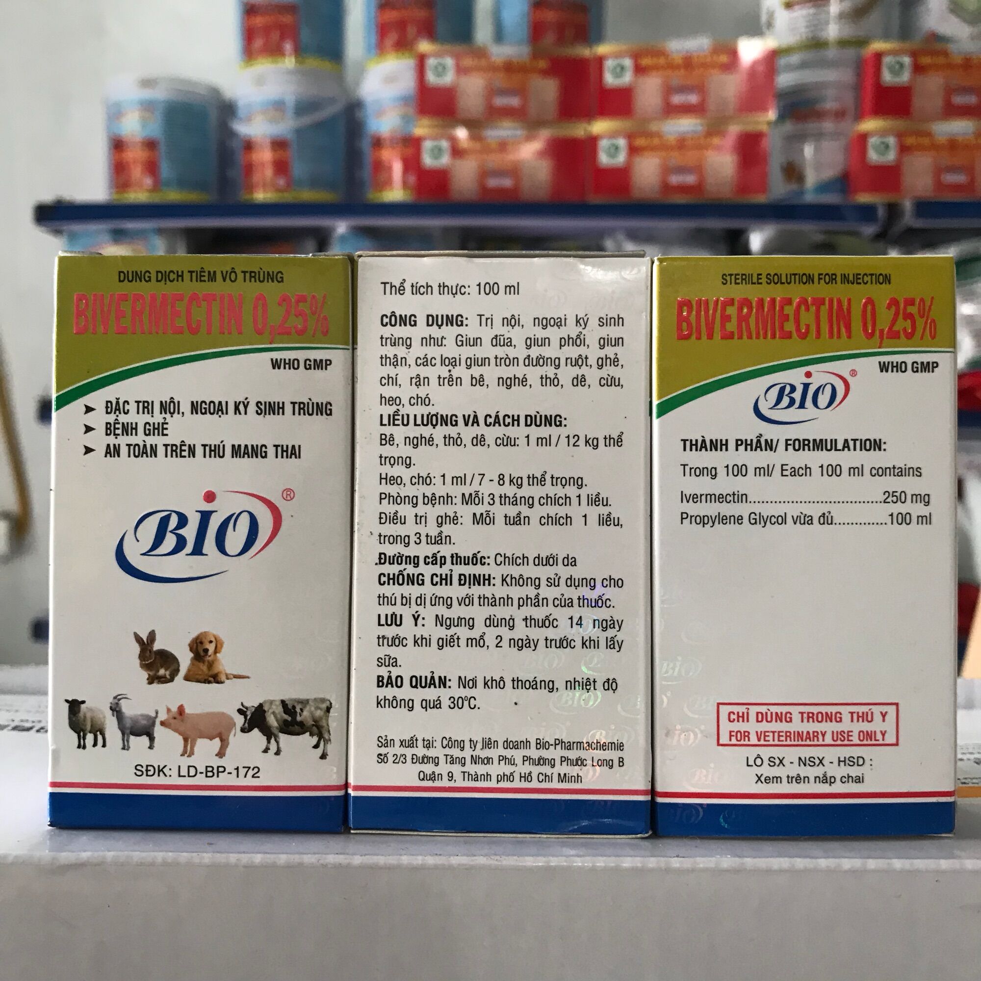 Bivermectin 100ml tẩy giun sán vật nuôi