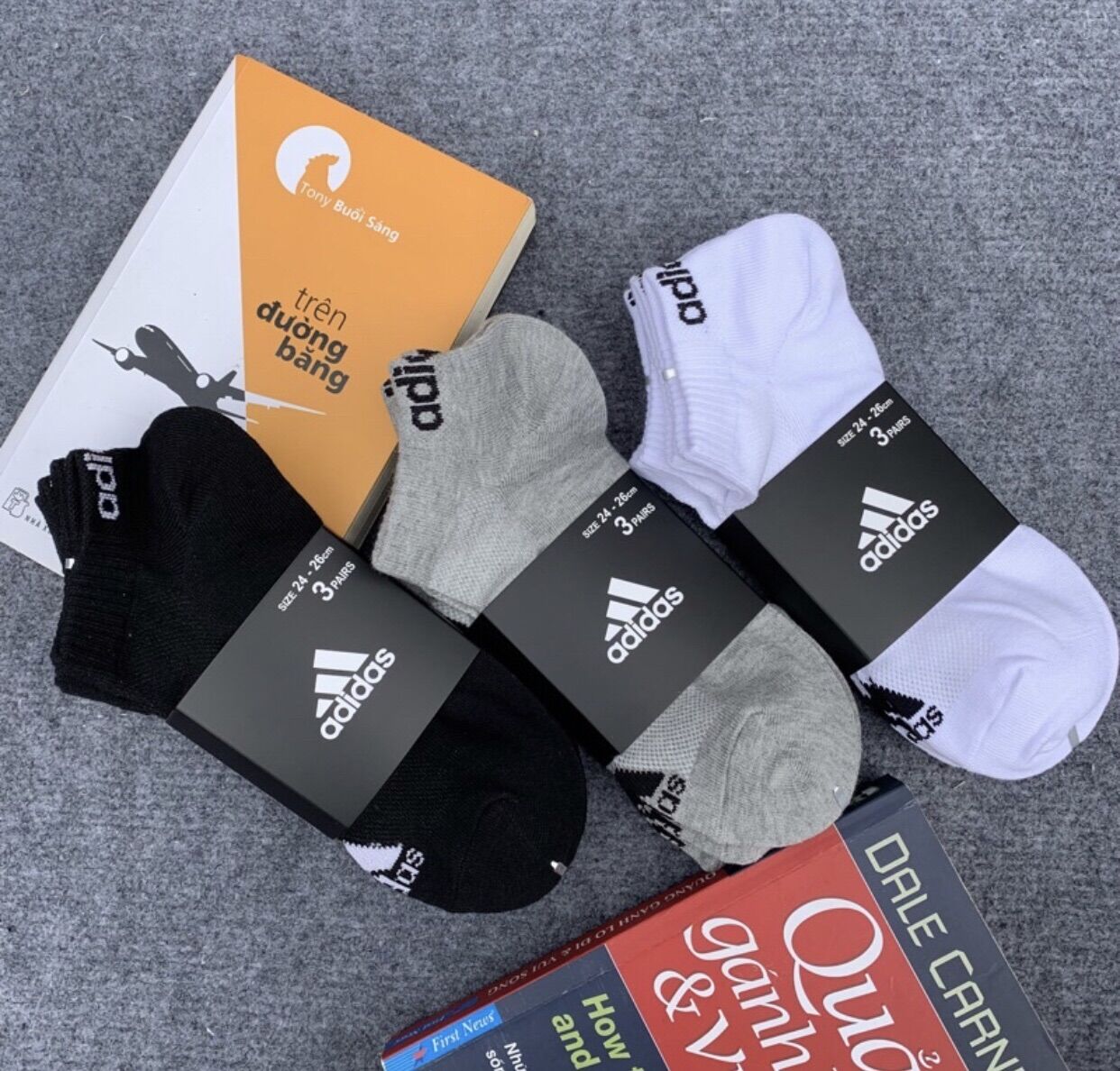 Tất vớ thể thao Adidas cổ ngắn nam nữ hàng xuất Nhật