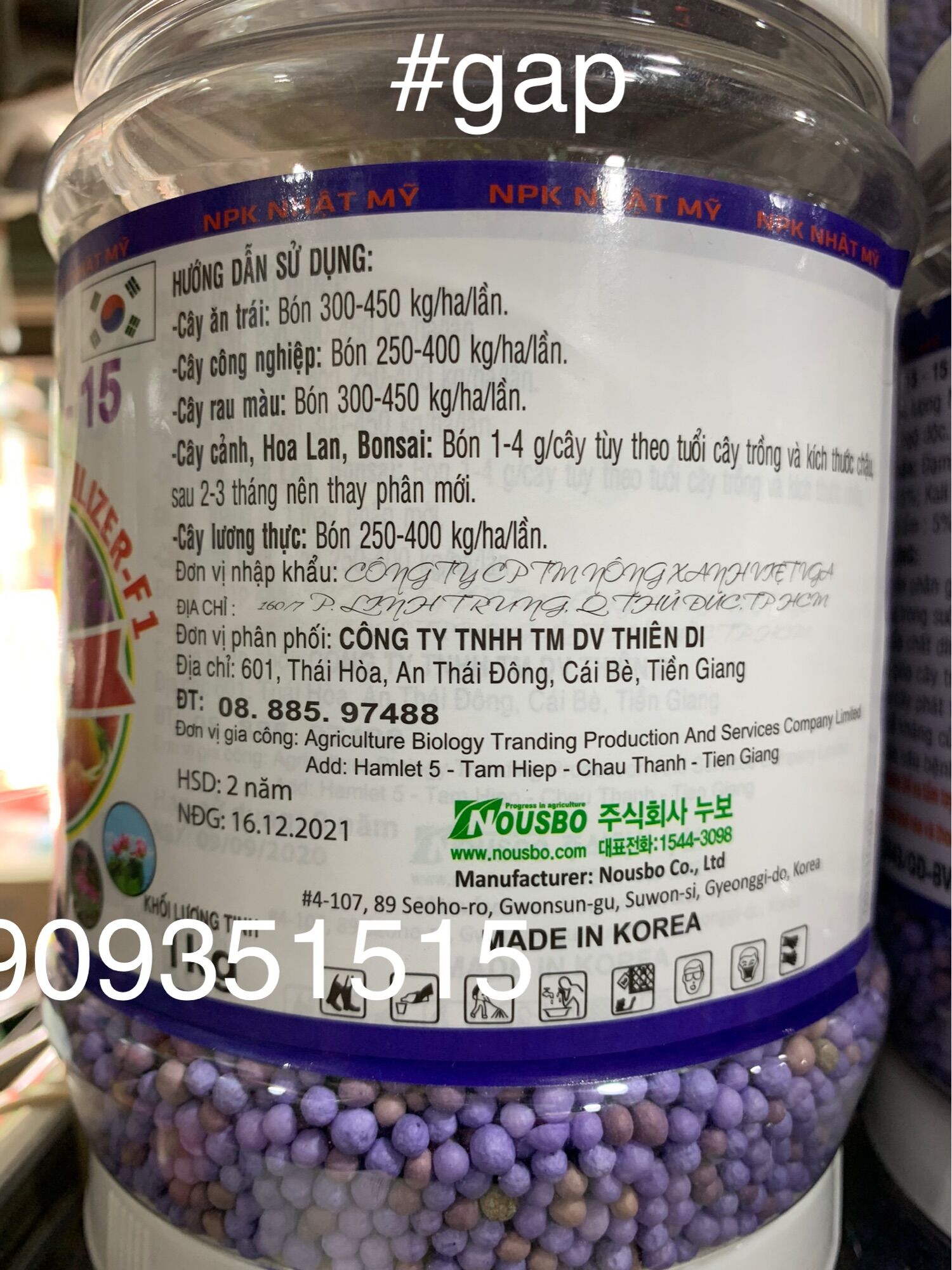 PHÂN TAN CHẬM THÔNG MINH HÀN QUỐC 15-15-15+TE