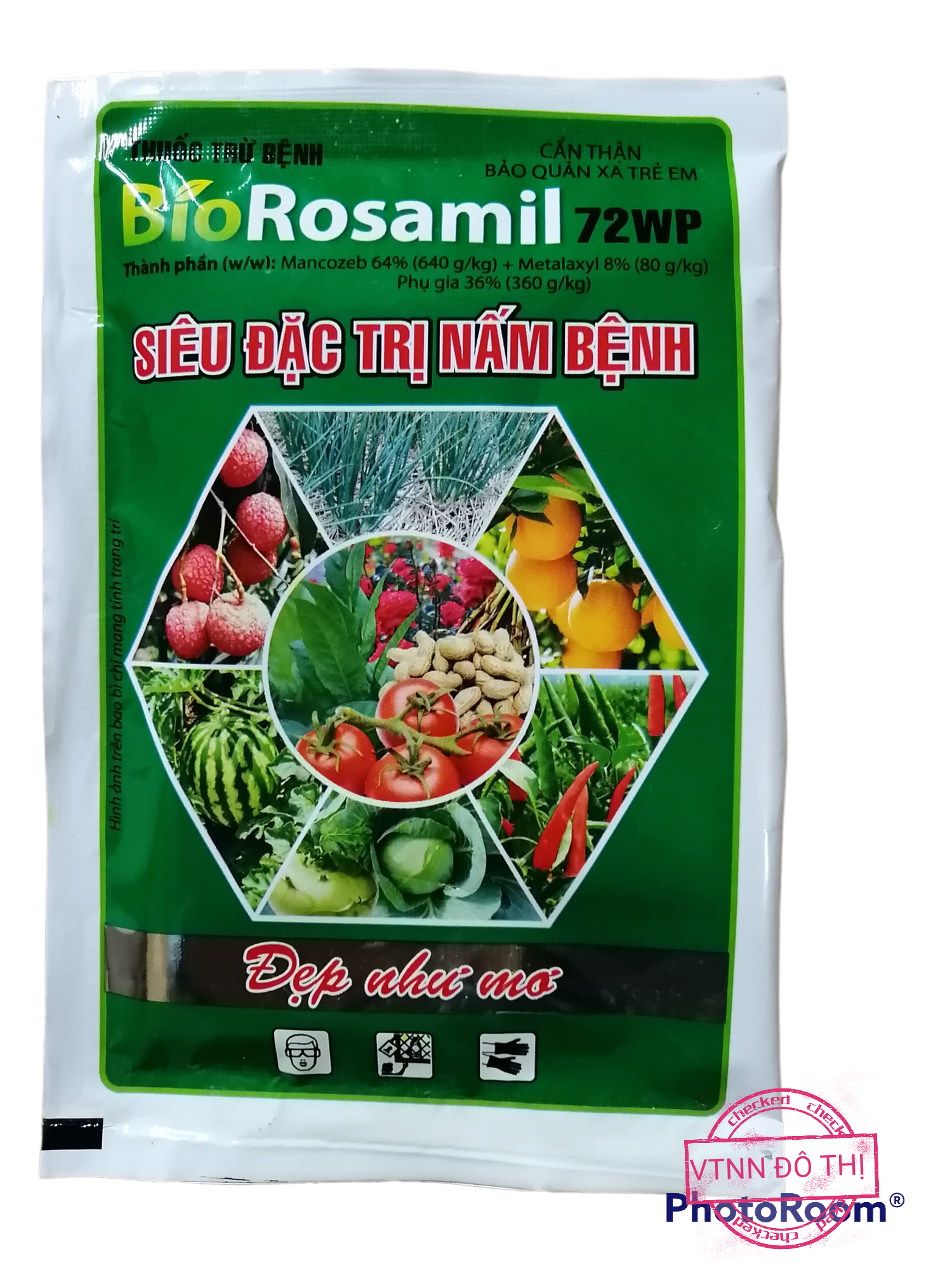 Thuốc trừ nấm bệnh cho hoa hồng, rau màu và cây trồng - Siêu nấm bệnh - Phòng trừ Thán thư, sương mai, phấn trắng, đốm vòng, đốm mắt cua, khô đầu lá, héo rũ, vàng lá gói 30gr tiện lợi