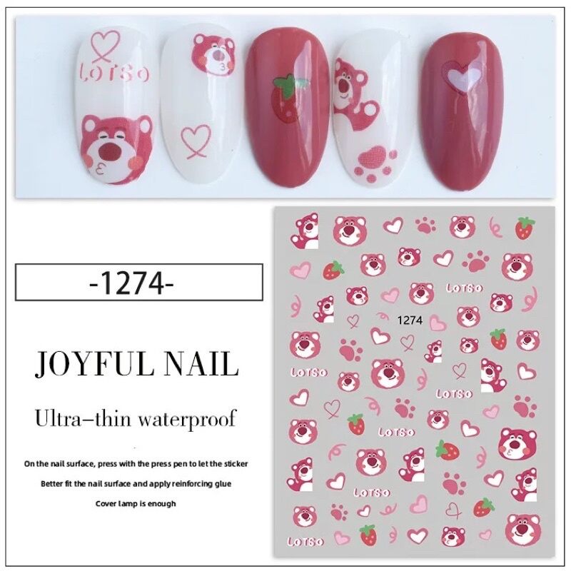 Dán móng,  nail sticker hình chú thỏ siêu CUTE siêu dễ thương