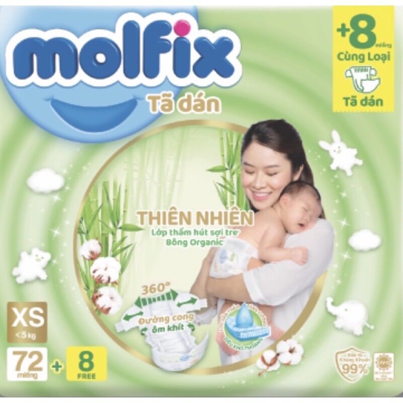 Tã dán sơ sinh MOLFIX (<5kg) XS40+4/XS72+8