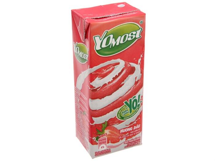 Thùng 48 hộp Yomost sữa chua uống hương dâu 170ml Vitamin B Giàu năng lượng