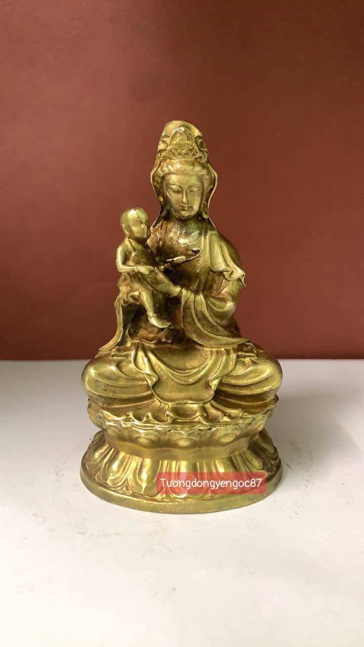Tượng đồng Quan Âm Tống Tử cao 10 cm