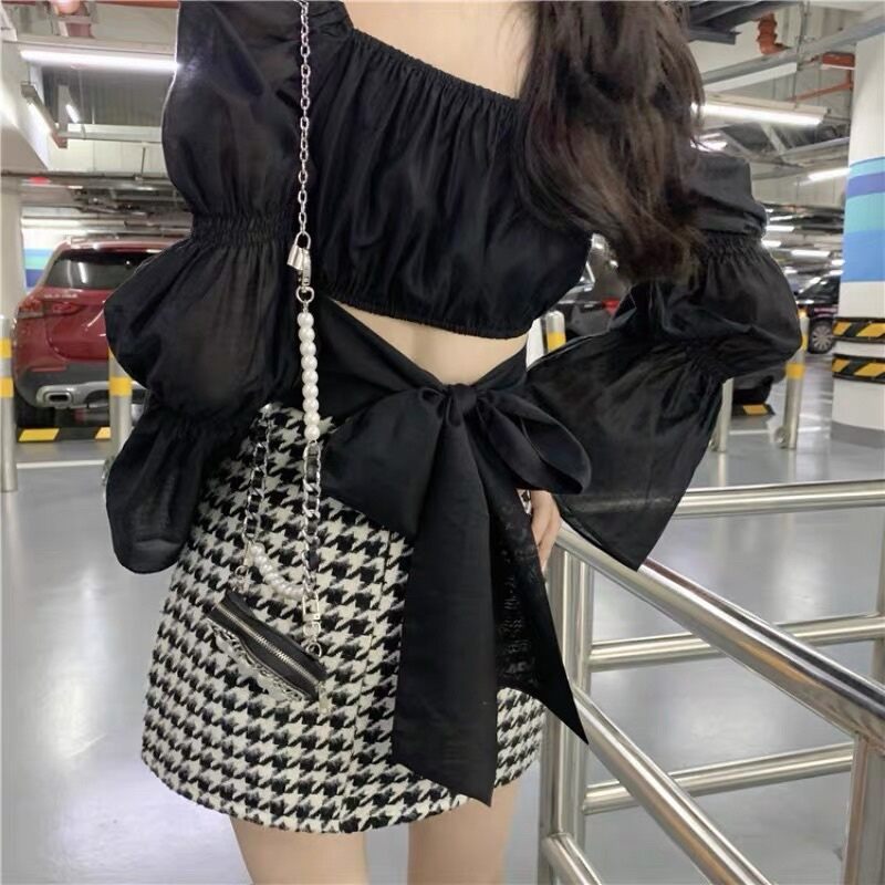 ÁO KIỂU KÈM MUD NGỰC HỞ LƯNG CỘT NƠ SAU XINH M7