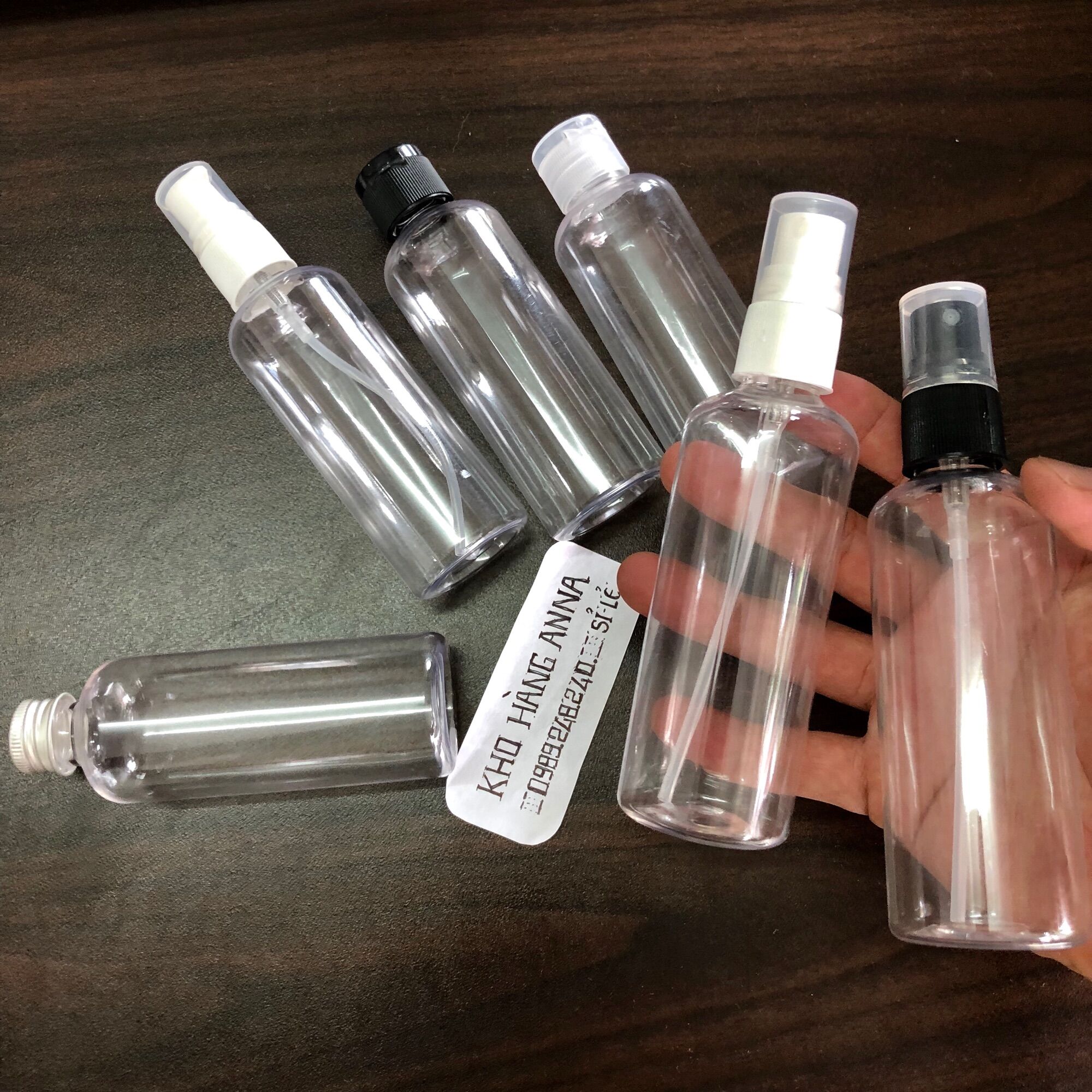 Chai nhựa 100ml trong suốt nắp xịt sương / xịt nhỏ giọt / nắp bật / nắp nhôm - 1 CÁI chai pet nhựa 100ml trong suốt dẹt - Chai nhựa tốt hàng xuất khẩu màu trong suốt