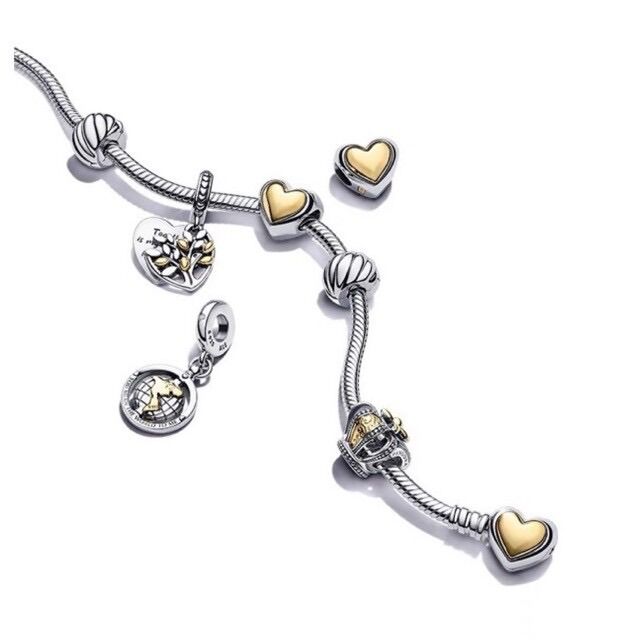 CHARM PAN ALE TIM VÀNG PHỐI TRẮNG BẠC S925 CAO CẤP