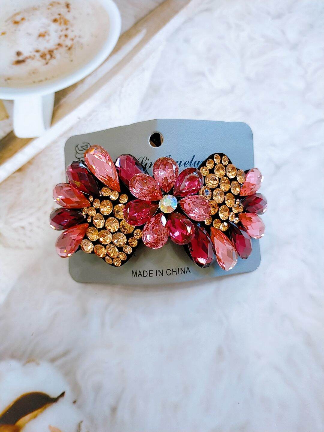 kẹp tóc đính đá phía sau gọng 10cm