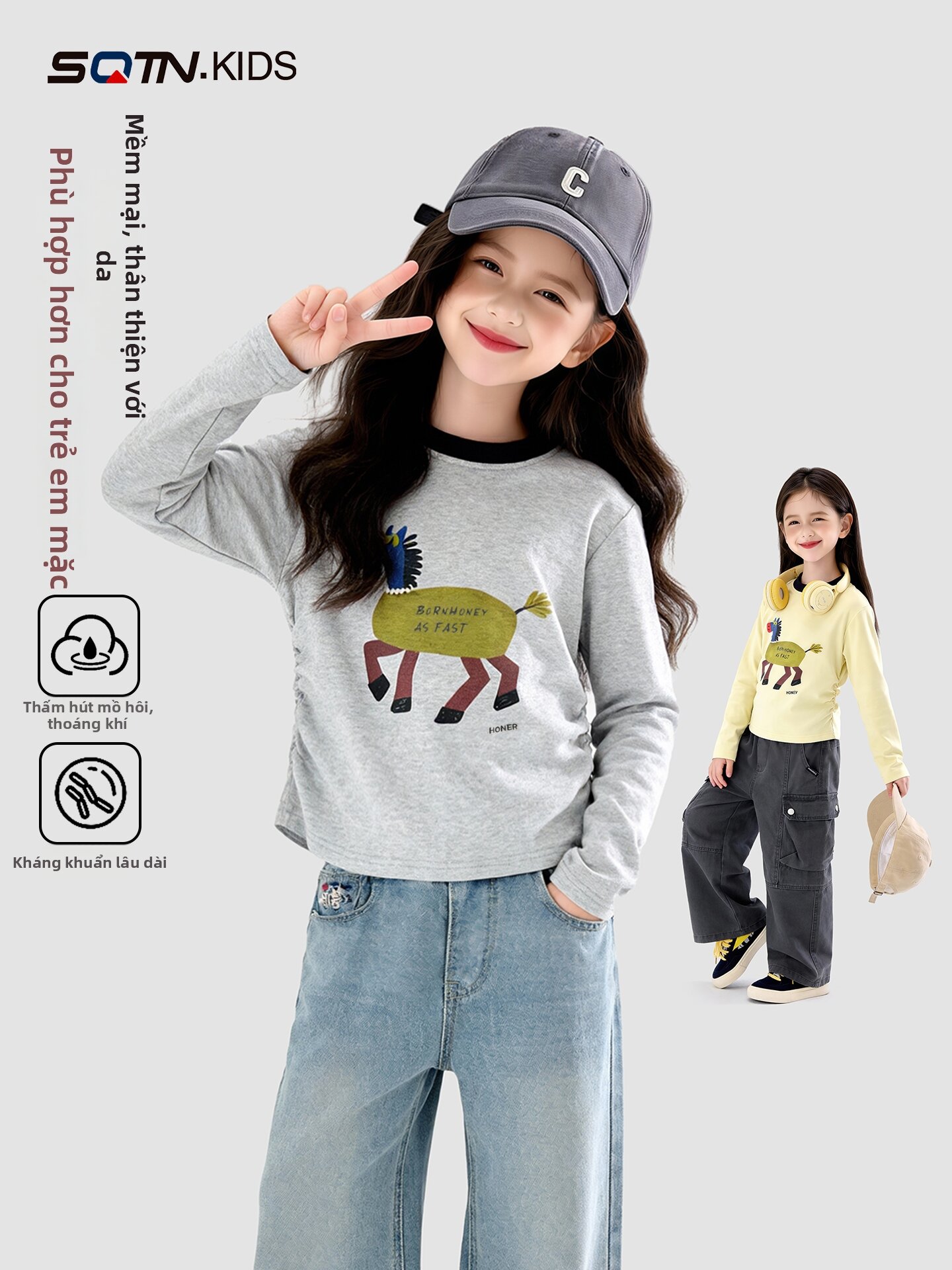 Fashionable Spring Clothing for Middle and Older Children Stylish and Cute T-shirt