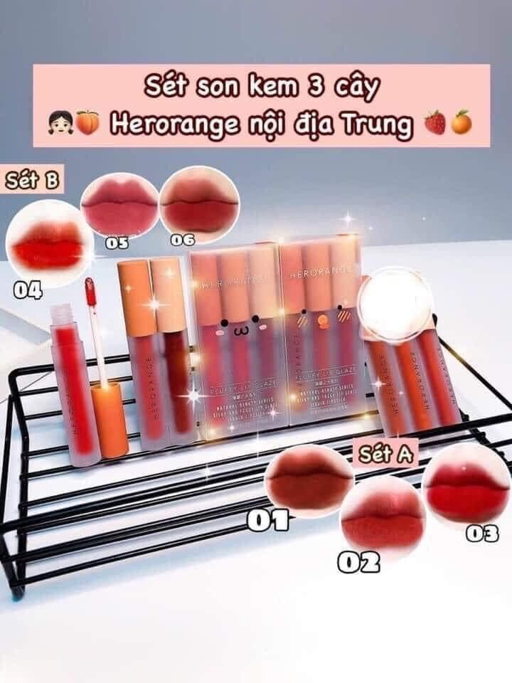 Set 3 Cây Son Kem Lì HERORANGE Velvet