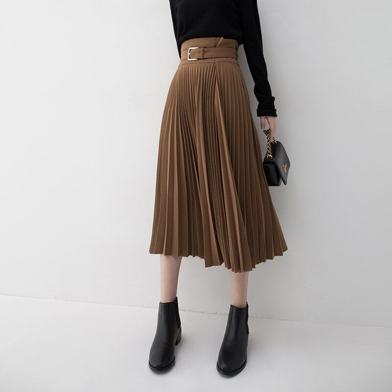 Chân váy midi xếp ly - Màu đen - Ladies | H&M VN