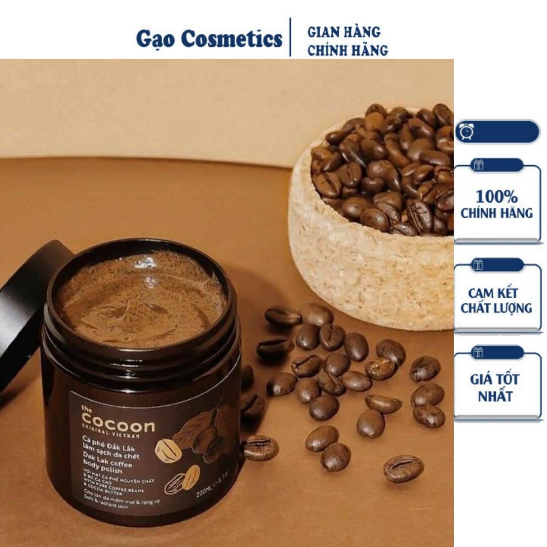 Cà phê Đắk lắk làm sạch da chết COCOON 200ml (Dak lak coffee body polish)