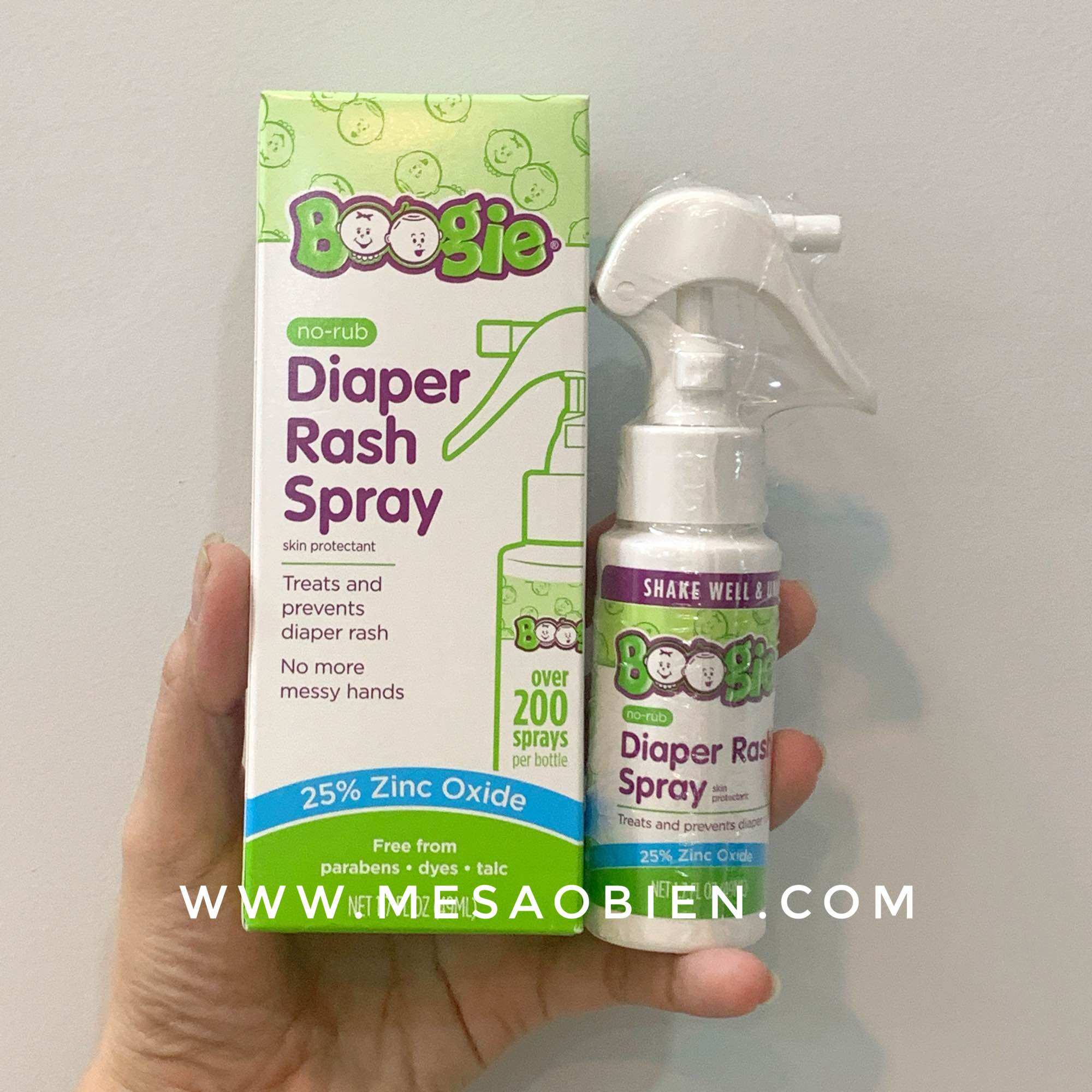 Xịt ngừa hăm tã cho bé Boogie Bottoms Diaper Rash Spray Mỹ (49ml)