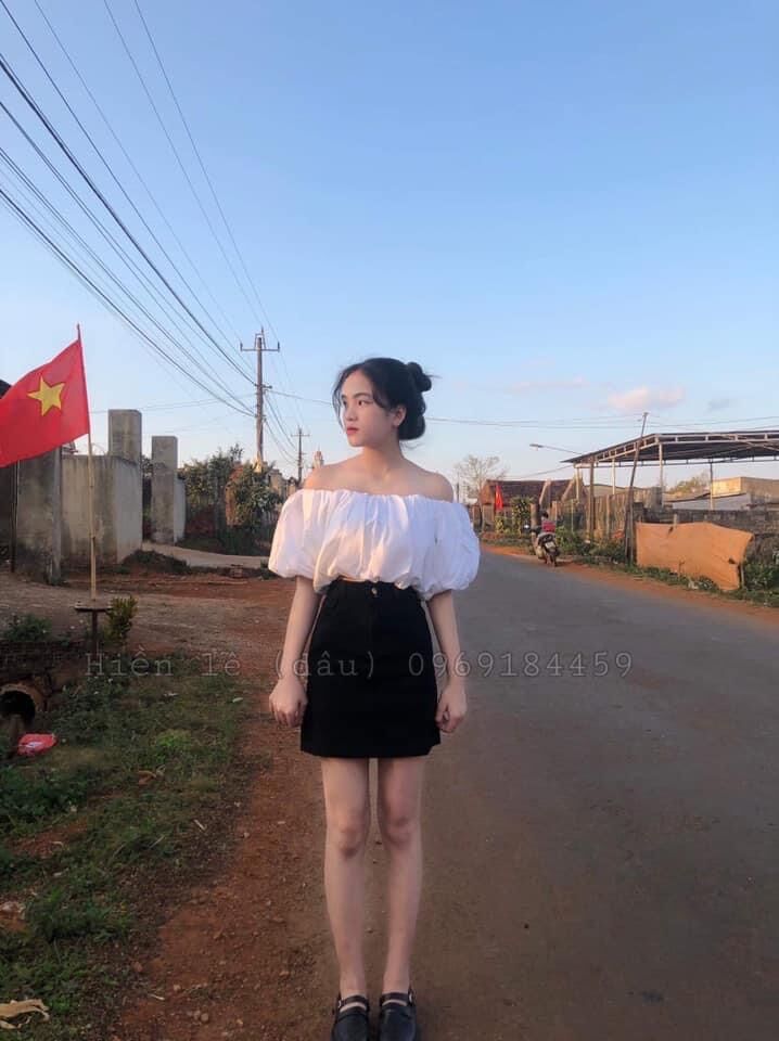Áo bẹt vai voan tay phồng