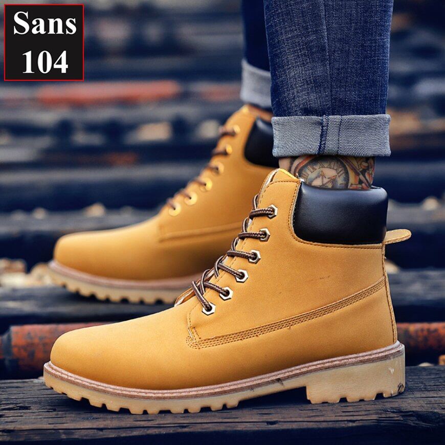 Boot nam martin Sans104 giầy cao cổ boost vàng đen nâu bigsize to 43 44 45 46 độn đế 6cm big size đẹp hàn quốc cao cấp