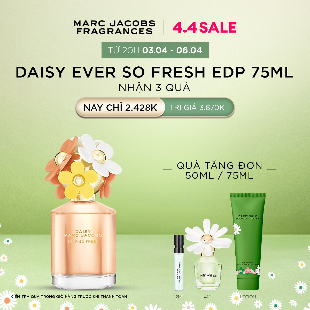 [CLEARANCE SALE] Nước hoa Nữ Marc Jacobs DAISY Ever so Fresh EDP 75ml