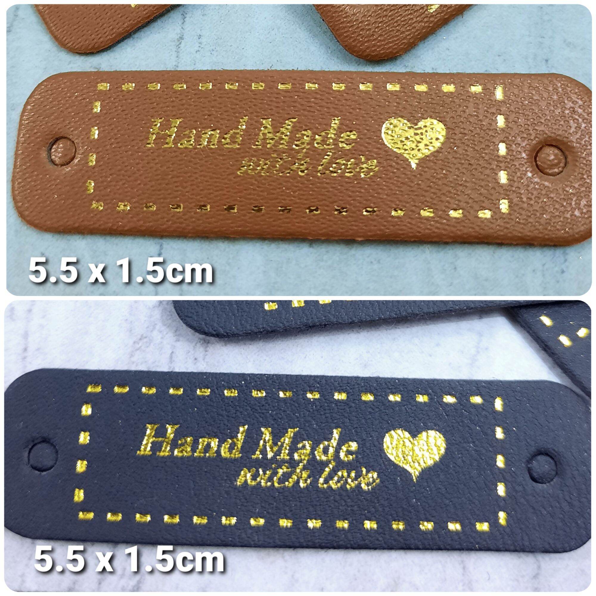 Set 2 Tag mạc da in chữ Handmade, phụ kiện trang trí