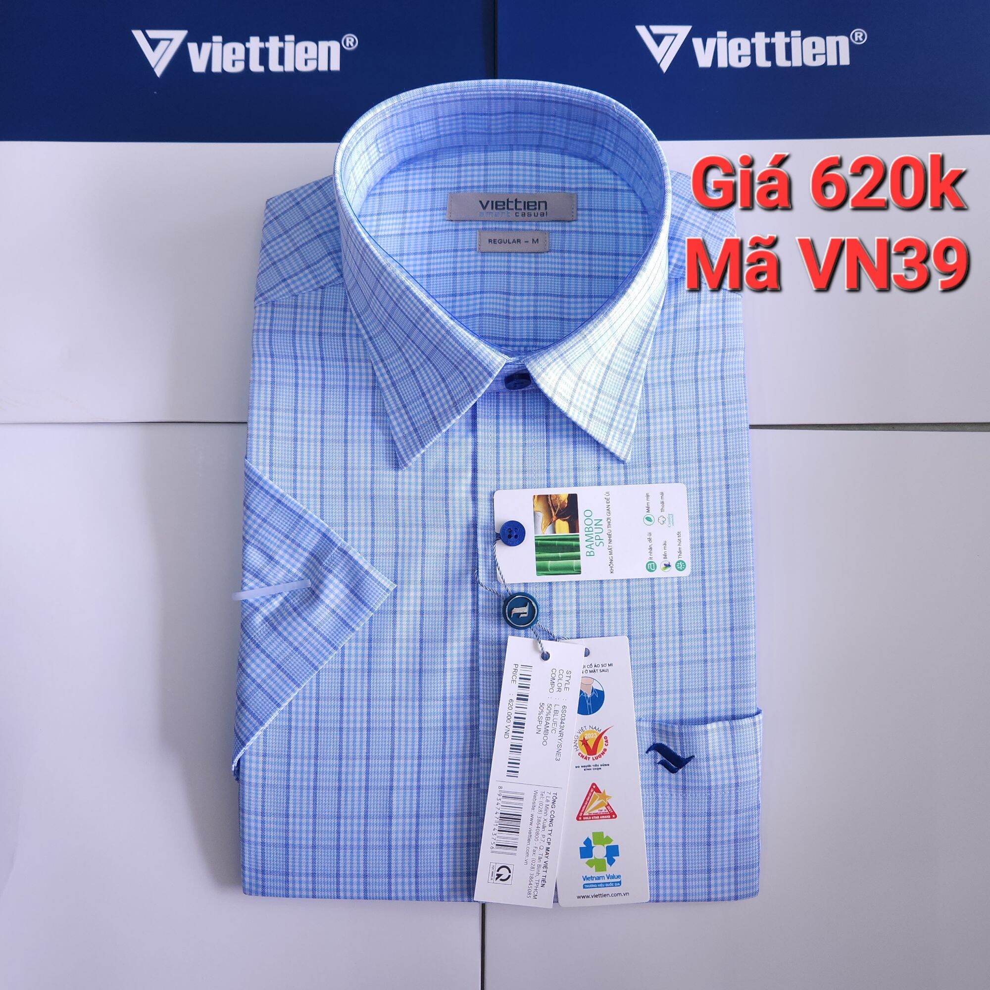 Áo sơ mi tay ngắn vạt ngang Việt Tiến