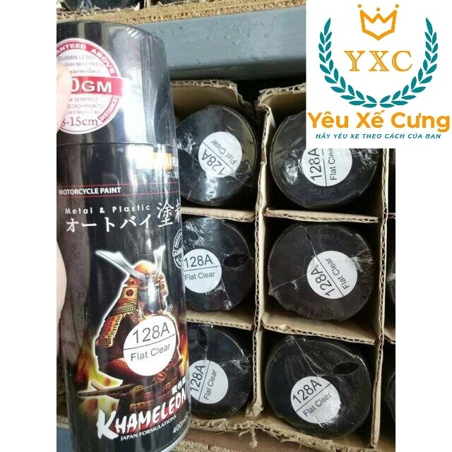 128A _ Chai sơn xịt sơn xe máy Samurai 128A màu trong mờ _ Flat Clear