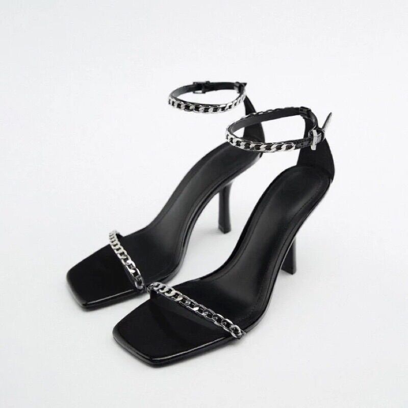 Sandal ZR cao gót hai quai xích mảnh
