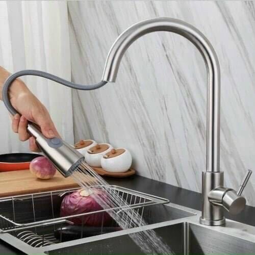 Vòi rửa bát dây rút, inox 304 nóng lạnh